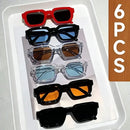 🕶️🔆 6 - Pack Vintage Rectangle Frame Sunglasses for Men & Women with UV400 Protection