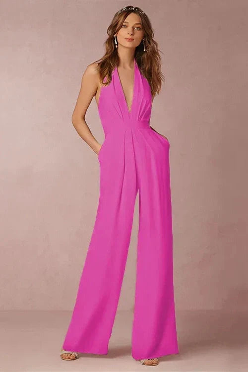 The Lounge Allure – Draped Halter Jumpsuit