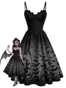 Bat Gothic Spaghetti Strap Swing Dress