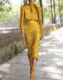Vintage Polka Dot Shirt Skirt Set