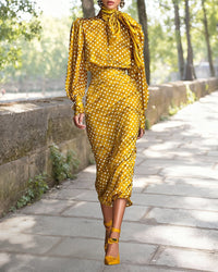 Vintage Polka Dot Shirt Skirt Set