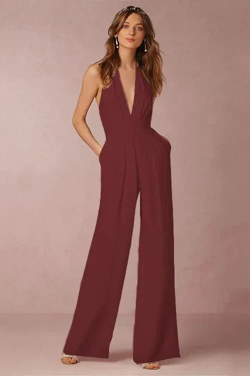 The Lounge Allure – Draped Halter Jumpsuit