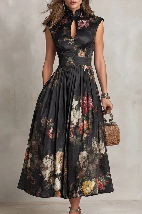 Velora – Midnight Garden Midi Dress