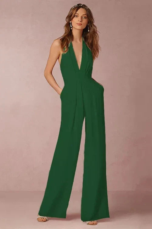 The Lounge Allure – Draped Halter Jumpsuit