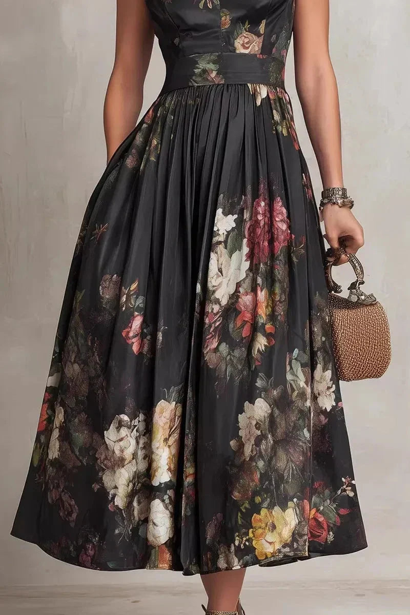 Velora – Midnight Garden Midi Dress