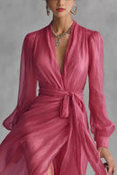 Vivienne – Flowing Satin Wrap Maxi Dress
