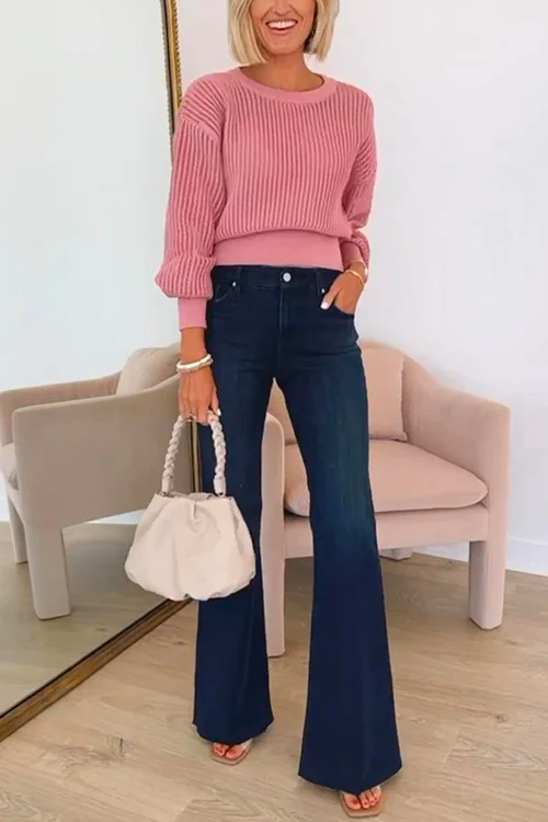 Margovil Raw Hem Flare Bottoms Denim Pants