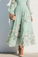 Elaria – Graceful Floral Pleated Maxi Dress
