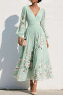 Elaria – Graceful Floral Pleated Maxi Dress