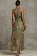 Avelisse – Floral Halter Maxi Dress