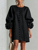 Floral Button-down Midi Dress With Striking Floral Cuffs
