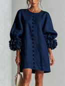 Floral Button-down Midi Dress With Striking Floral Cuffs