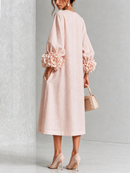 Floral Button-down Midi Dress With Striking Floral Cuffs