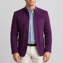 Suede blazer with Chinese collar