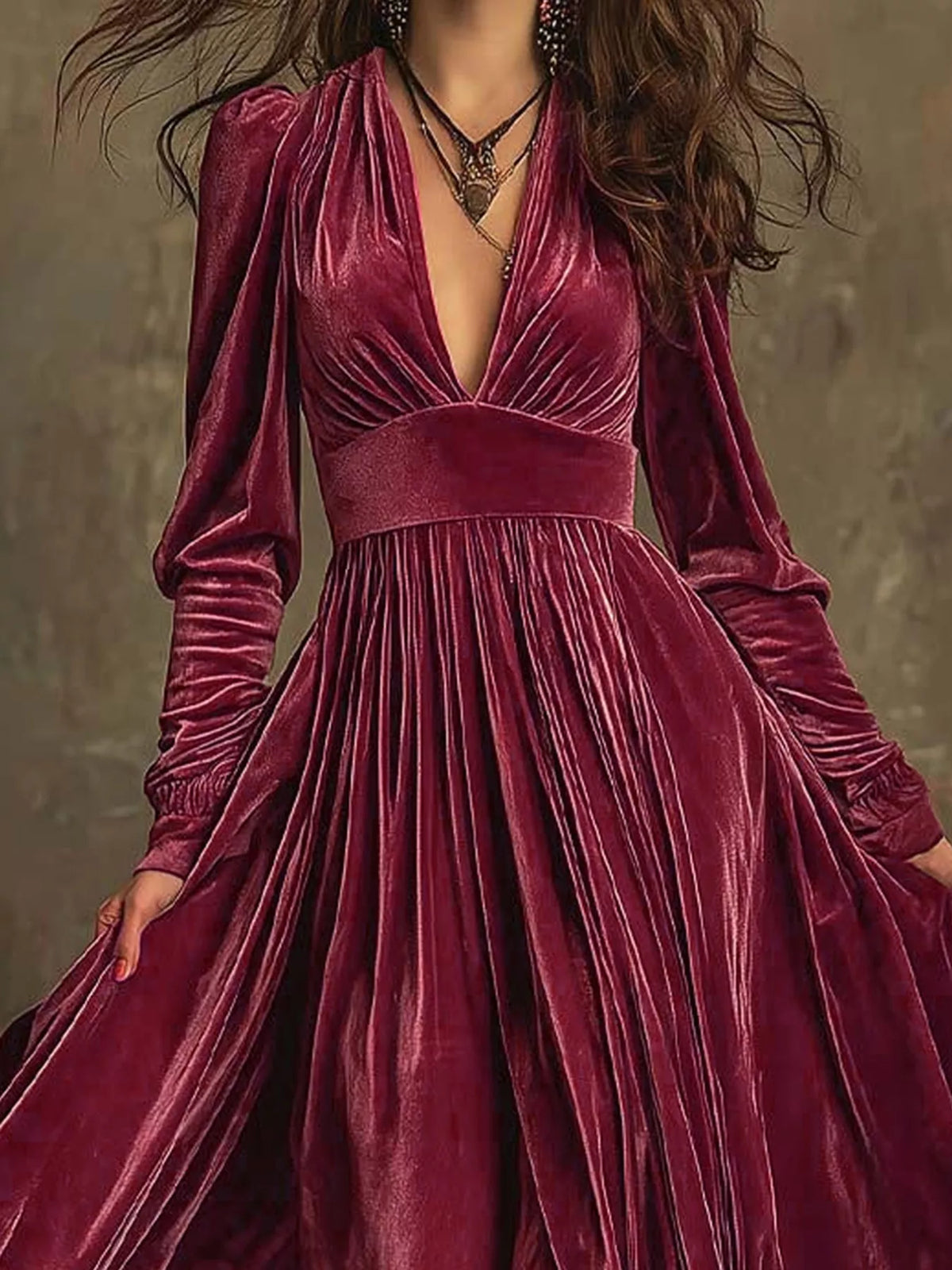 Ruffled Hem Long Sleeve Dress