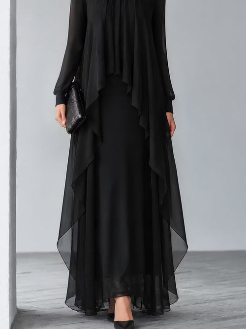 Relaxed Flowing Layered Chiffon Maxi Dress