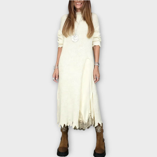 Elegant Layered Knit Maxi Dress
