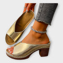 Heels with Thick Heel and Open Back