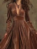 Ruffled Hem Long Sleeve Dress