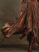 Ruffled Hem Long Sleeve Dress