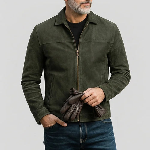 Suede Jacket with Zip