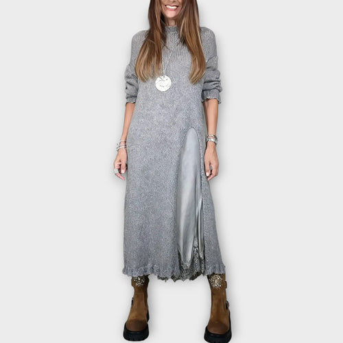 Elegant Layered Knit Maxi Dress