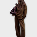 Relaxed Knit Set with High-Neck Sweater and Wide-Leg Pants