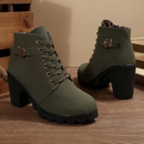 KATNI™ - Chic Lace-Up Metal Buckle Chunky Ankle Boots