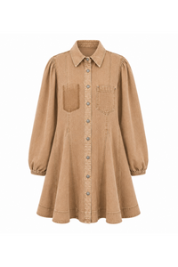 Ottela Denim Shirt Dress – Brown