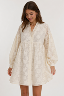 Fia Floral Embroidery Dress – Cream