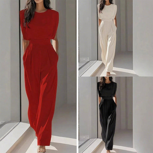 Solid Color Wide-Legged Jumpsuit