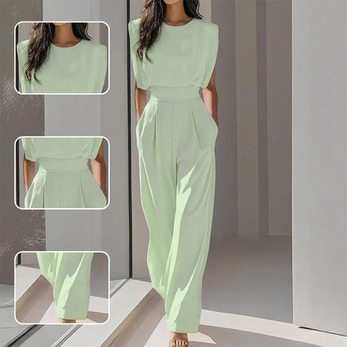 Solid Color Wide-Legged Jumpsuit