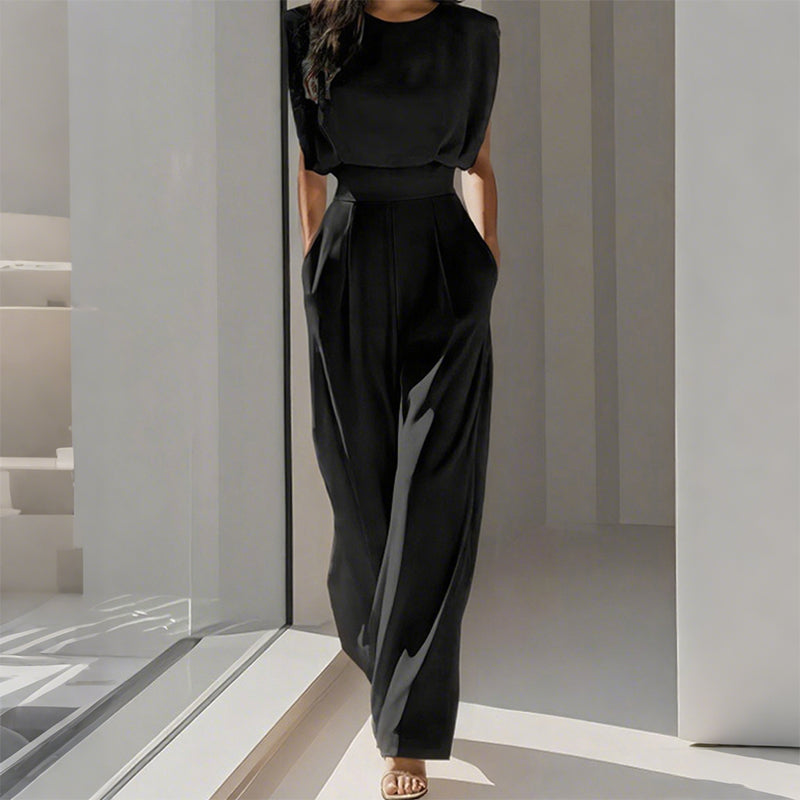 Solid Color Wide-Legged Jumpsuit