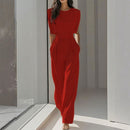 Solid Color Wide-Legged Jumpsuit