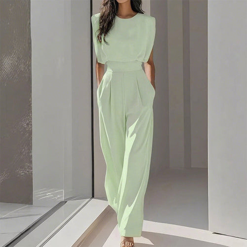 Solid Color Wide-Legged Jumpsuit