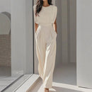 Solid Color Wide-Legged Jumpsuit