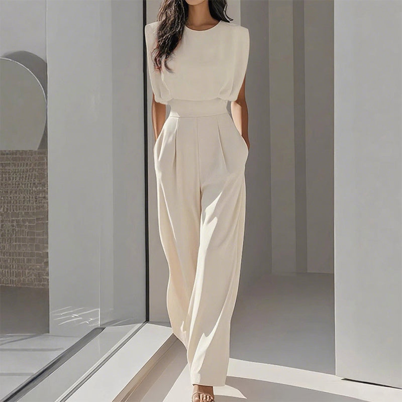 Solid Color Wide-Legged Jumpsuit