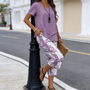 2-Piece Set – Layered Asymmetrical Tunic Top & Printed Wide Leg Pants,