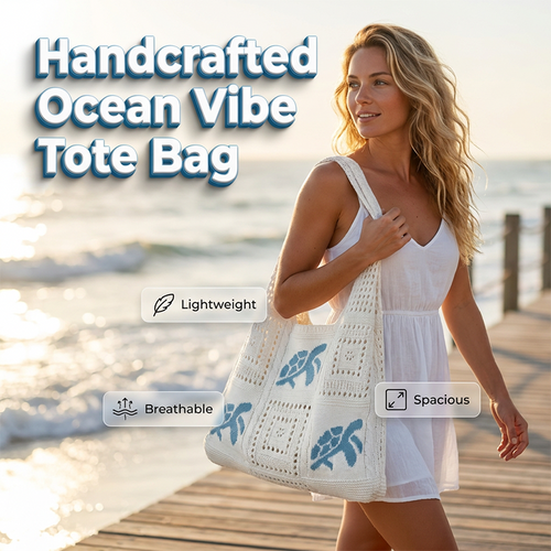 Turtle Pattern Crochet Tote Bag