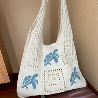 Turtle Pattern Crochet Tote Bag