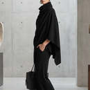 Elevated Comfort | Women's Cowl-Neck Cape & Wide-Leg Pants 2-Piece Set